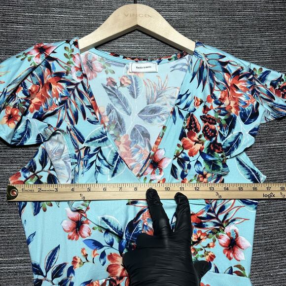 Kayla's Armoire Dress Women's L Blue Floral Summer KD1169 - Picture 8 of 11